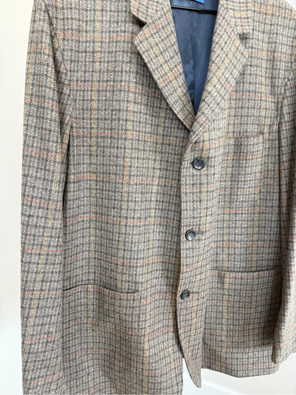 Pendleton Vintage Y2K Mens XL Merino Wool Plaid Blazer Sport Coat Brown Gray